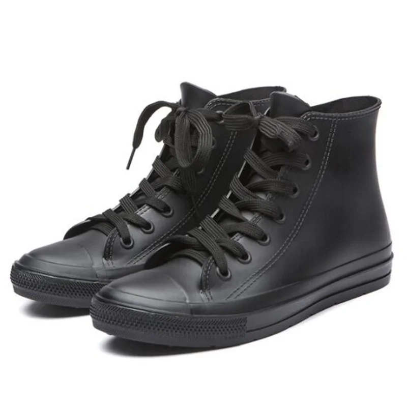 COVOYYAR/резиновые ботильоны с высоким берцем; прозрачные водонепроницаемые женские туфли; резиновые полуботинки; модная нескользящая обувь ярких цветов; WBS020 - Цвет: Черный