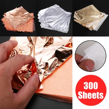 

300 sheets Gold+Silver+Copper Foil Leaf Gilding Art Craft Imitation Gilding Handicrafts Paper for Wedding Party Decoration
