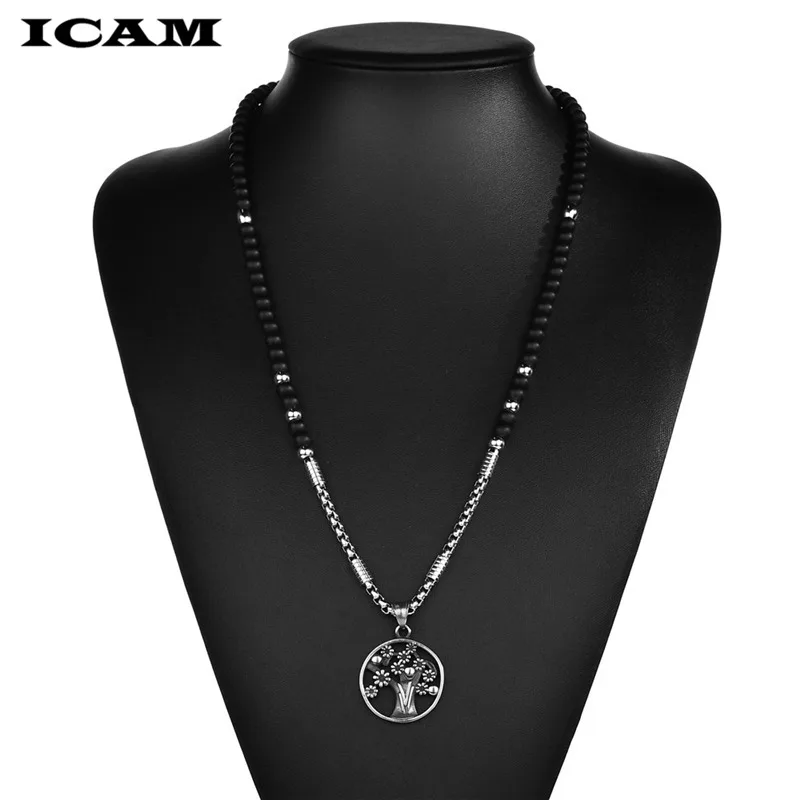 ICAM Дерево жизни эмалированная нержавеющая сталь цепь ожерелье s для мужчин серебро цвет ожерелье ювелирные изделия colgante hombre