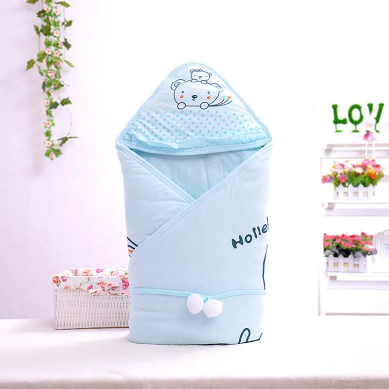 Blue Спальный мешок для новорожденных, зимний конверт для новорожденных, детский хлопковый спальный мешок-кокон, детское одеяло, пеленальный Комплект постельного белья - Цвет: Blue