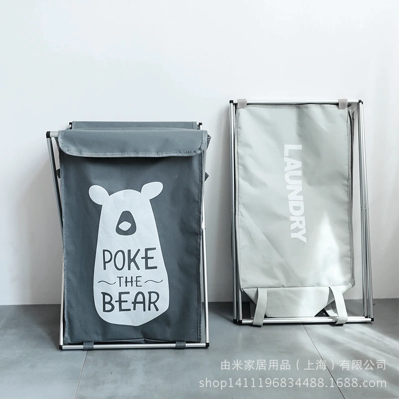

2021 Folding dirty clothes hamper with lid aluminum alloy dirty clothes toy storage basket bathroom laundry basket