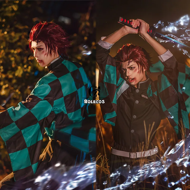 ROLECOS аниме демон Slayer Косплей Костюм Kamado Tanjirou Kimetsu no Yaiba косплей костюм для мужчин
