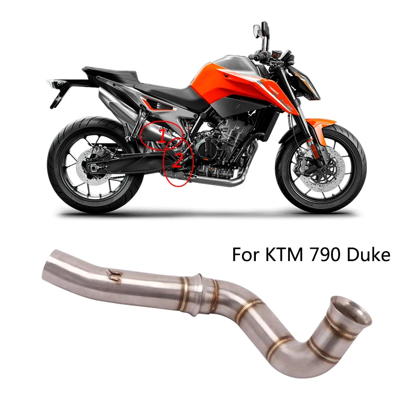 2 Mid трубы для KTM 790 Duke Мотоцикл выхлопная труба удалить заменить катализатор скольжения на 51 мм глушитель из нержавеющей стали