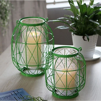 

Nordic Modern Iron Vintage Candle Lantern Romantic Windproof Candle Holder Table Candlestick Home Decoration Wedding Gift L