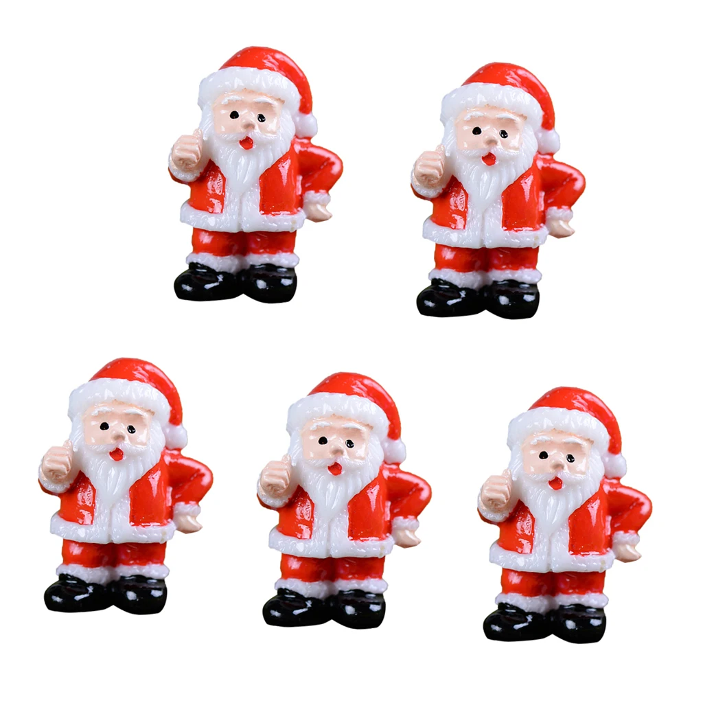 5Pcs Resin Miniature Santa Claus Figurines For Christmas Terrariums Dollhouse Bonsai Fairy Garden Ornament DIY Micro Landscape