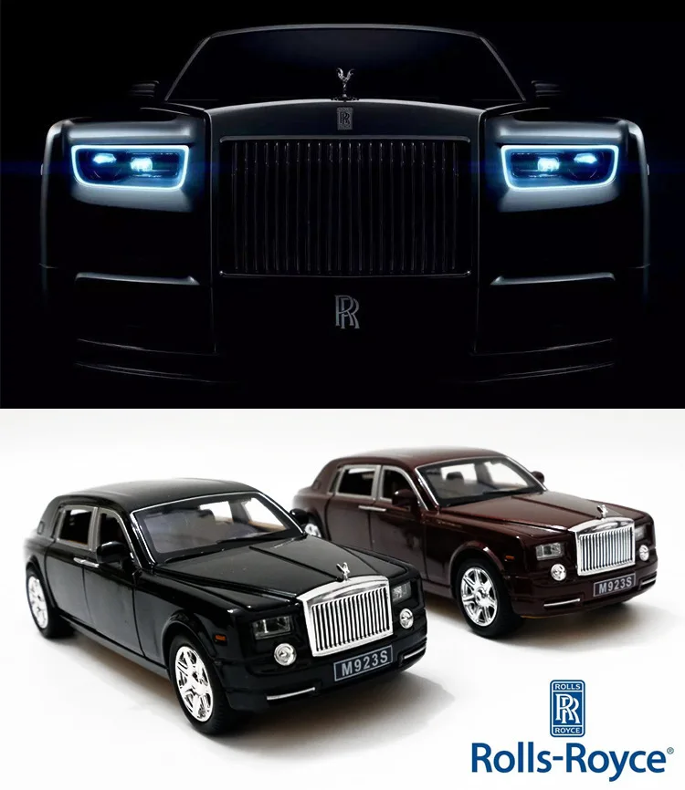 1/24 металлический автомобиль RollRoyce Phantom Cohes литой под давлением сплав автомобильный светильник звук отличная игрушка-Имитация для детской коллекции Hot-Wheel