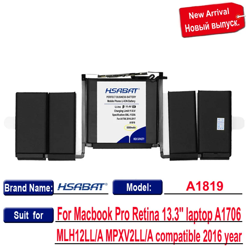 HSABAT 0 цикл 5500mAh A1819 Аккумулятор для ноутбука Apple MacBook Pro 13 ''A1706 Macbook 13''