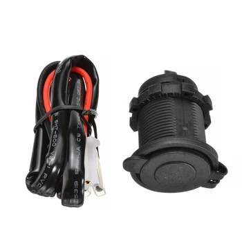 

12V Dual USB Universal Black Car Cigarette Lighter Socket Charger Plug Adapter Power With Cable Electric Outlet