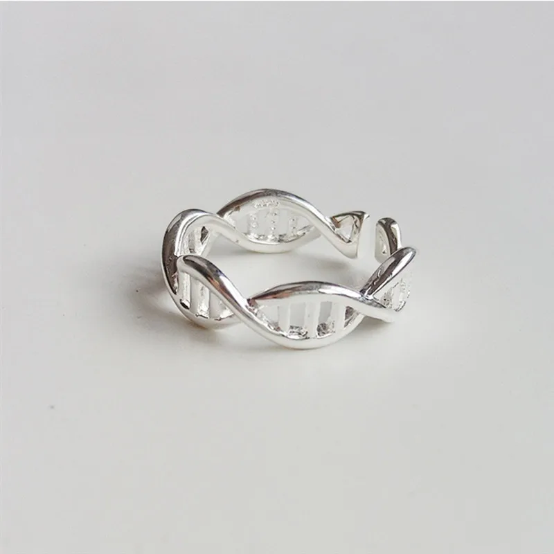 

Genuine 925 Sterling Silver Ring Female Wave Twisted Fish Open Ring Simple Fashion Exquisite Accessories 2019 Gift