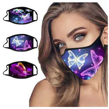 

3 Pc Unisex Washable Reusable Mouth Mask Warm Windproof Dust-proof Face Mask Butterfly Printed Fashion Mask