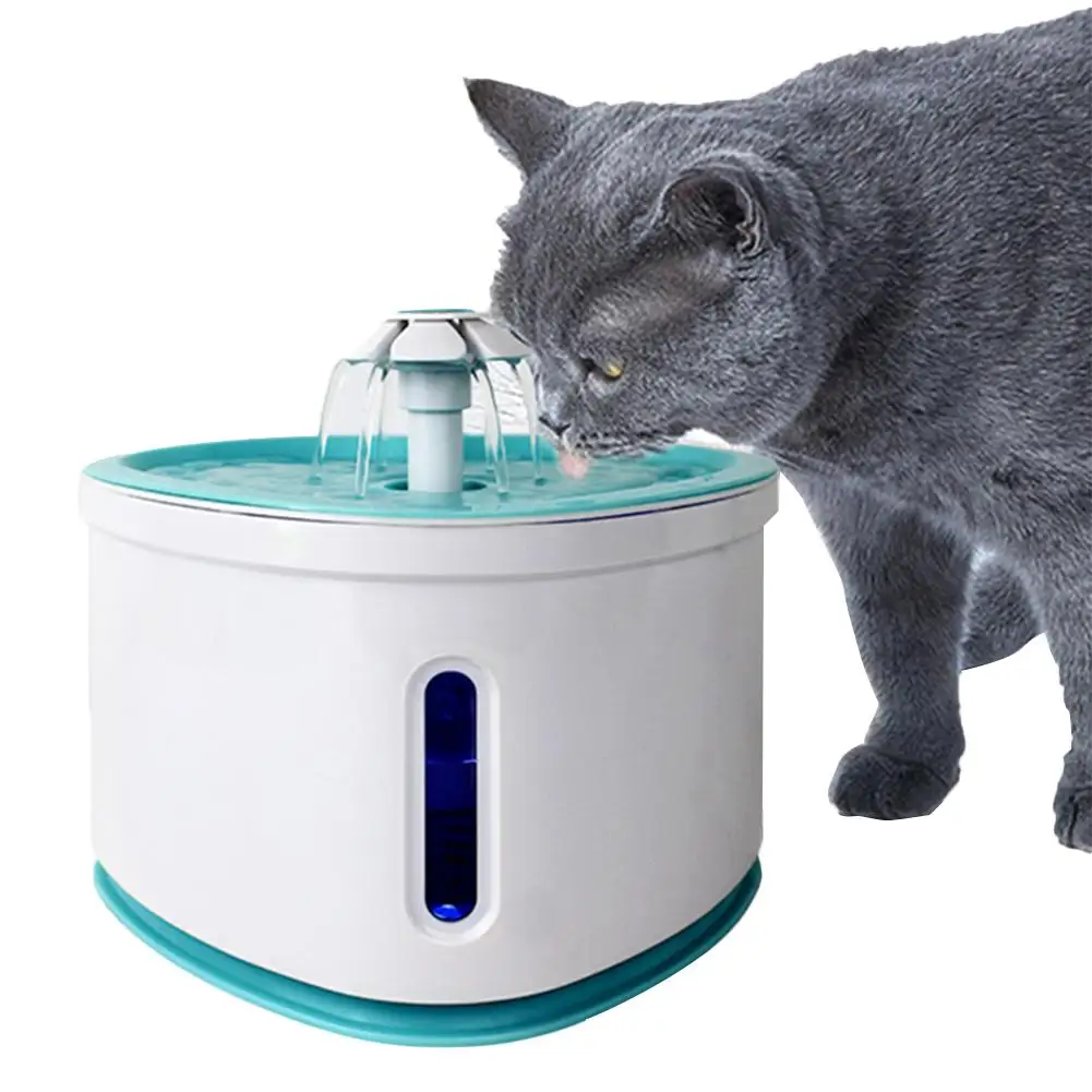 Pet диспенсер для воды автоматический питьевой фонтаны для кошек собак маленьких животных светодиодный кормушка для воды с видимым окном любовная модель - Цвет: Blue