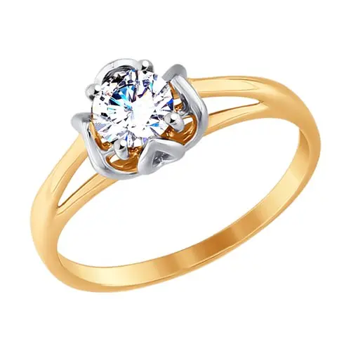 SOKOLOV gold ring with cubic zirconia