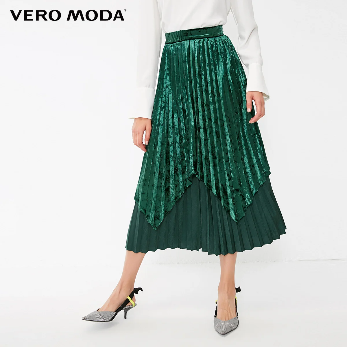 Spruce green Vero Moda Новые поступления боковая молния бархатные многоярусные Плиссированные Длинные юбки | 318416510 - Цвет: Spruce green