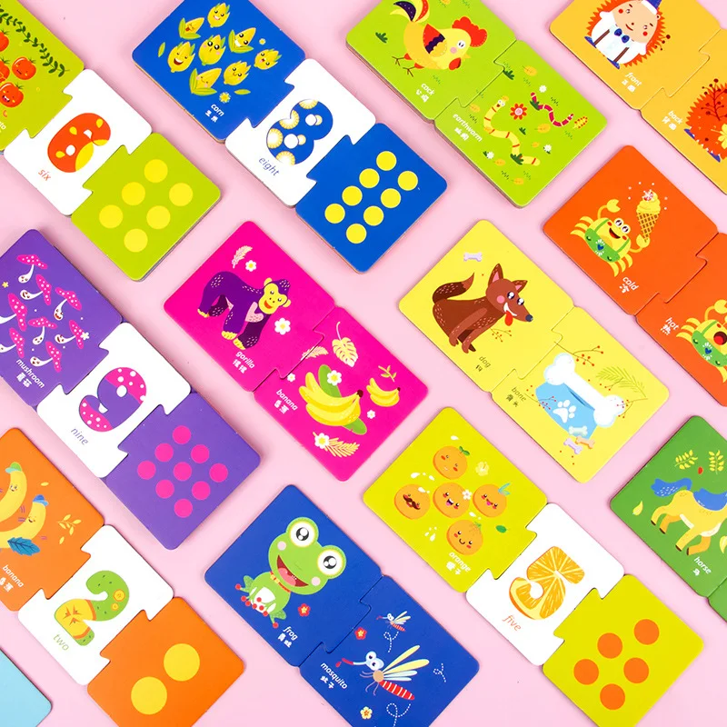 Children Paper Puzzles Toy Early Educational Flat Large Matching Animal Fruit Vocabulary Number Puzzle Jigsaw Puzzle
