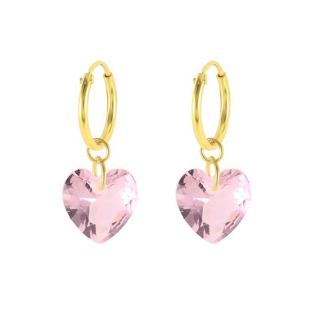 925 Sterling Silver All Pink Crystal Pave Hoop Earrings Pink Cubic Zirconia Stone Heart Moon Star Charm Earrings Jewelry