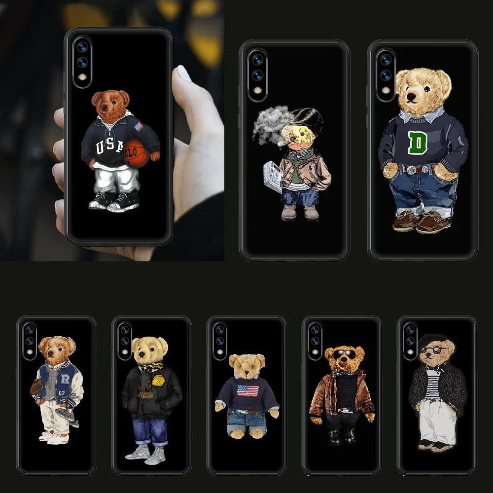 

fashion Cute Bear Italy Phone Case hull For huawei honor play 6 7 8 9 10 view 20 A X i pro lite black shell soft waterproof