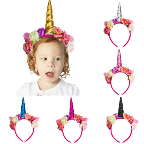 Magical Unicorn Horn Head Party Kid Hair Headband Fancy Dress Cosplay Decor PI