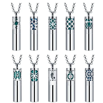 

Silver Color Round animals plants Essential Oil Diffuser Necklace Stainless Steel Aromatherapy Diffuser Pendants gifts teacher