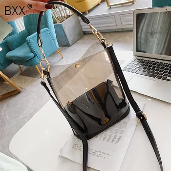 

[BXX] 2020 Spring Fashion Transparent Shoulder Messenger Bag For Women Beach Casual High Capacity Shopping Travel Bag HK671