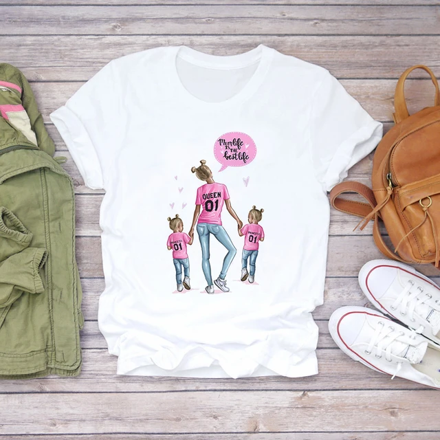 Giyu de moda para e hija, camiseta estampada con dibujos animados para mamá, camiseta para mujer, camiseta para mujer 2021|Camisetas| AliExpress