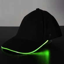 Fashion LED Lighted Glow Club Party Sports Athletic Black Fabric Travel Hat Cap- green