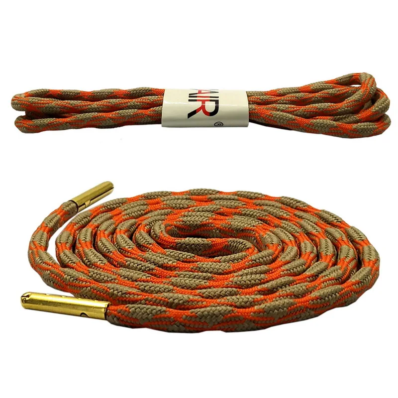 06 Grey Orange 1 пара волнистых полосатых шнурки для кроссовок круглые коричневые с золотым металлическим наконечники для шнурков подходят для походов шнурки для спортивной обуви Veters Sznurowadla - Цвет: 06 Grey Orange