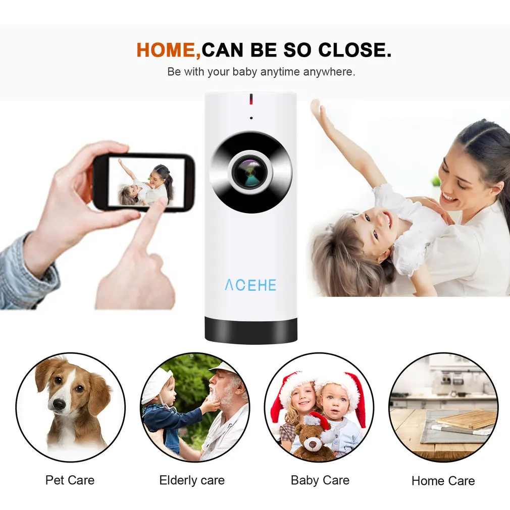 Acehe Wireless Camera Panoramic Mini Baby Monitor 720P Hd Surveillance Ip/Network /Wifi Security Ca