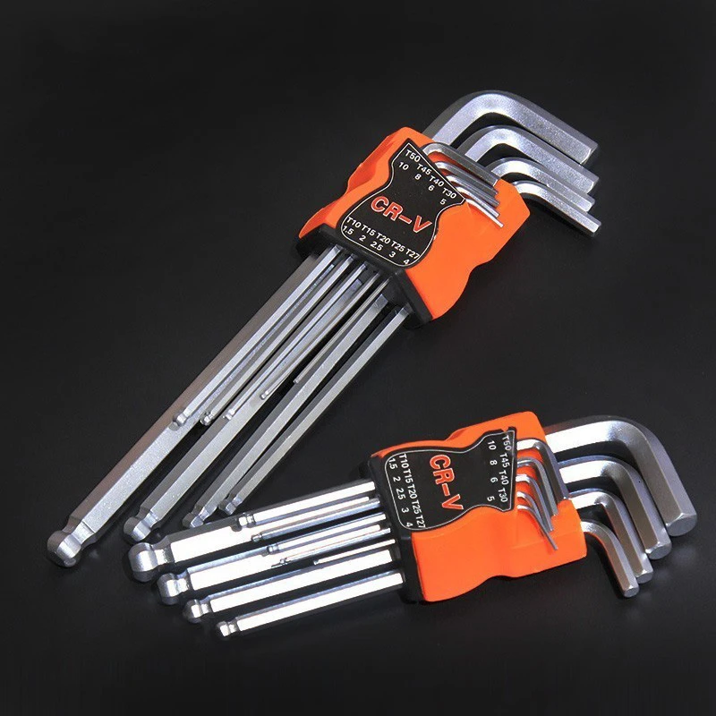 

FGHGF 9PCS Double-End L Type Screwdriver Hex Wrench Set Allen Key Hexagon Flat Ball Torx Star Head Spanner Key Set Hand Tools