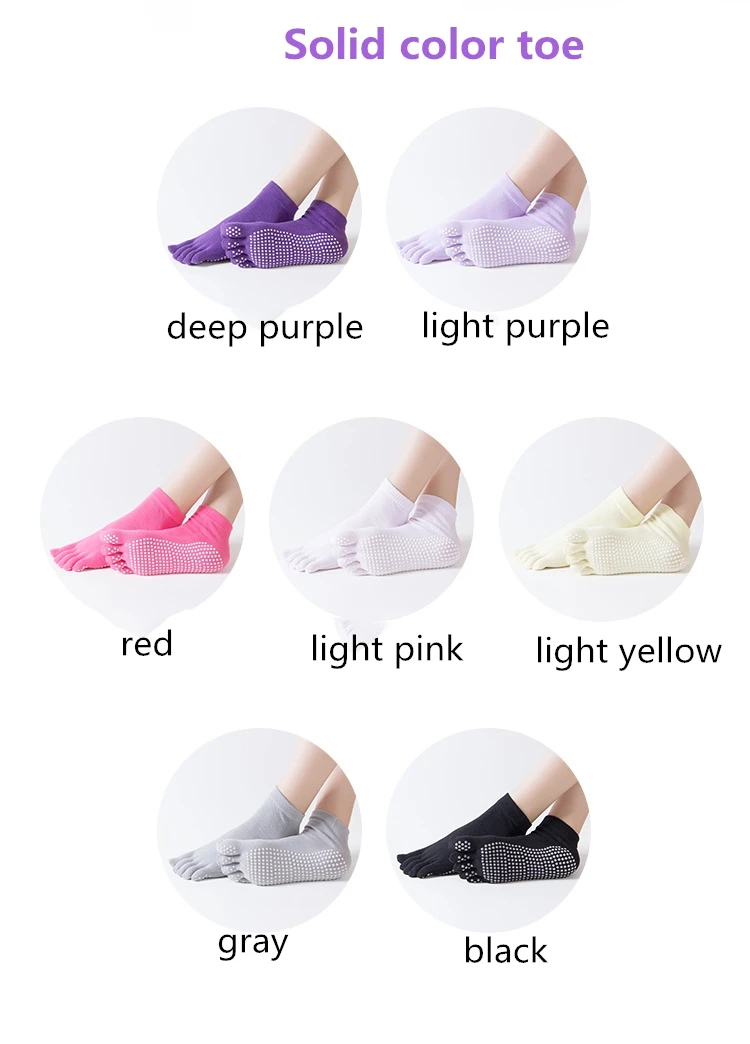 Women Anti-slip Yoga Socks ballte girls non Slip Ladies pilates Five Fingers Fitness Gym Sport 5 Toe Socks Colourful Elastic