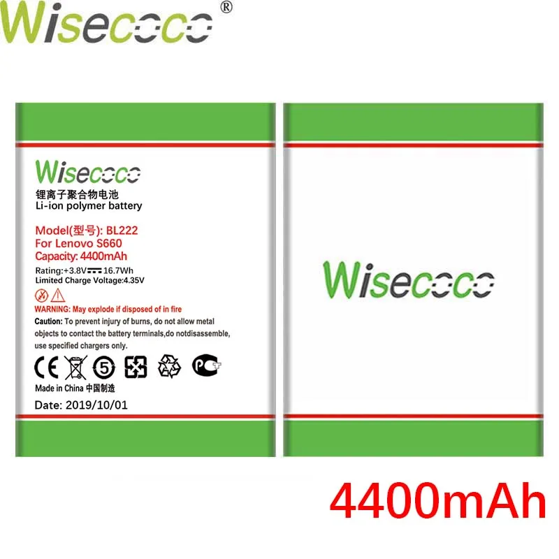 WISECOCO 4400 мАч BL222 батарея для lenovo S660 S668T мобильный телефон новейшее производство батарея+ номер отслеживания