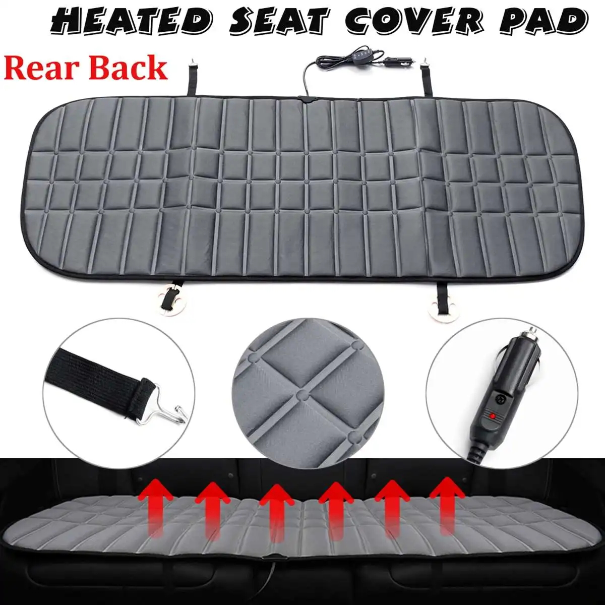 

TOSPRA 12V 42W Car Rear Heated Seat Pad Car Heater Cushion Cover Auto Winter Warmer Heater Seatback Cardriver