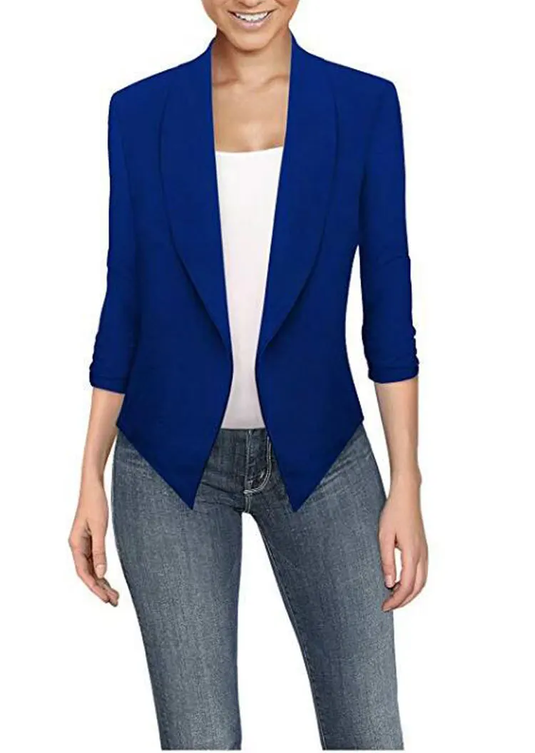 Women Fashion Blazers Female New Spring Summer Notched Long Seeved Solid Cardigan Irregular Hem 10 Colors 8 Size S-5XL