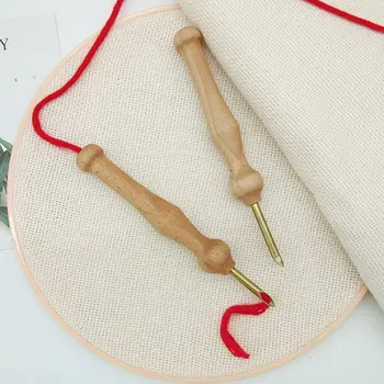 Durable Knitting Embroidery Pen Punch Needle Threader Set DIY Wooden Handle Weaving Sewing Felting Craft tanie i dobre opinie OOTDTY CN (pochodzenie) Wooden and Metal Szydełko