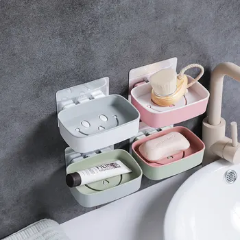 

Time to Cook the Rain Soap Dish Wall Hanging Bathroom Free Punched Soap Dish Rack Personalized & Creative Water Draining Smiley