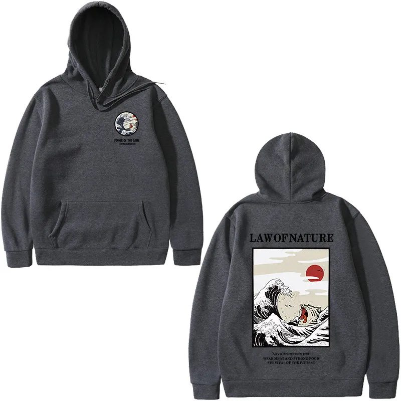 Dark gray 3 Винтовые манжеты с капюшоном несколько стилей японский Забавный Кот толстовки с капюшоном с волнистым рисунком Толстовка уличная одежда худи в стиле хип-хоп для мужчин - Цвет: Dark gray 3