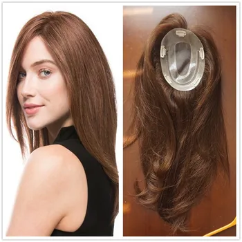 

Hstonir Indian Remy Hair Topper Women Toupee Mono Wig Hairpiece For Women Rose TP14