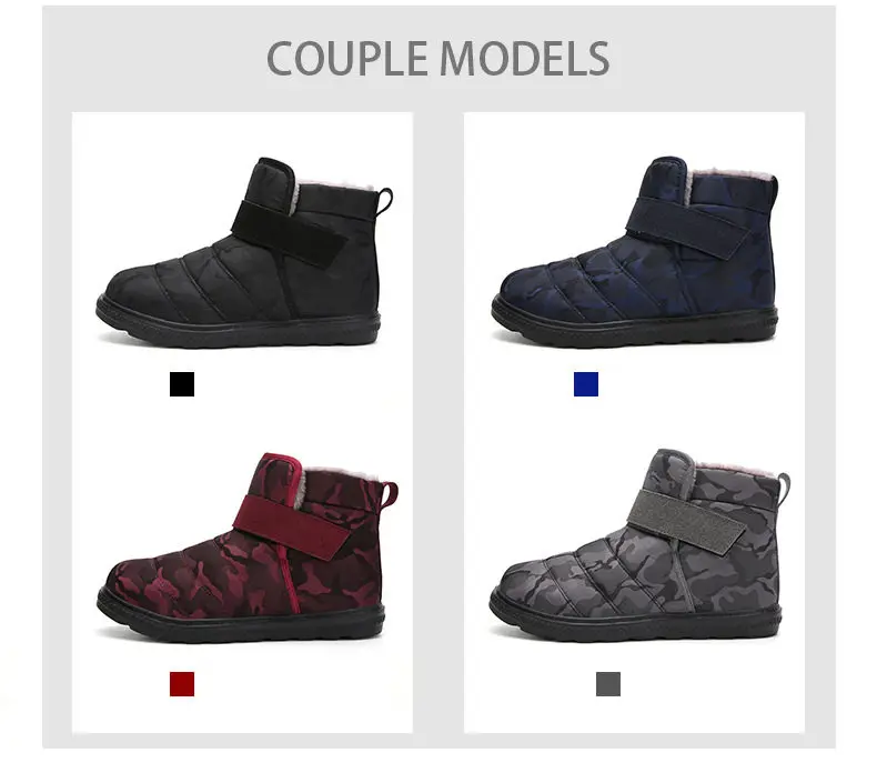 DOGEEK/новые зимние ботинки; Мужская Легкая парусиновая водонепроницаемая обувь; камуфляжные зимние ботинки; плюшевые теплые хлопковые ботильоны без застежки