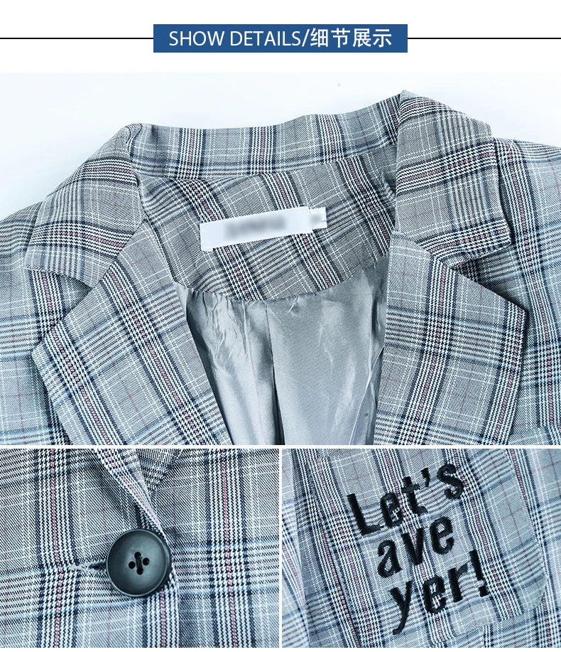 Настоящий маленький костюм женское пальто стиль осенний корейский стиль Модный Элегантный Повседневный Женский деловой костюм в клетку тонкий