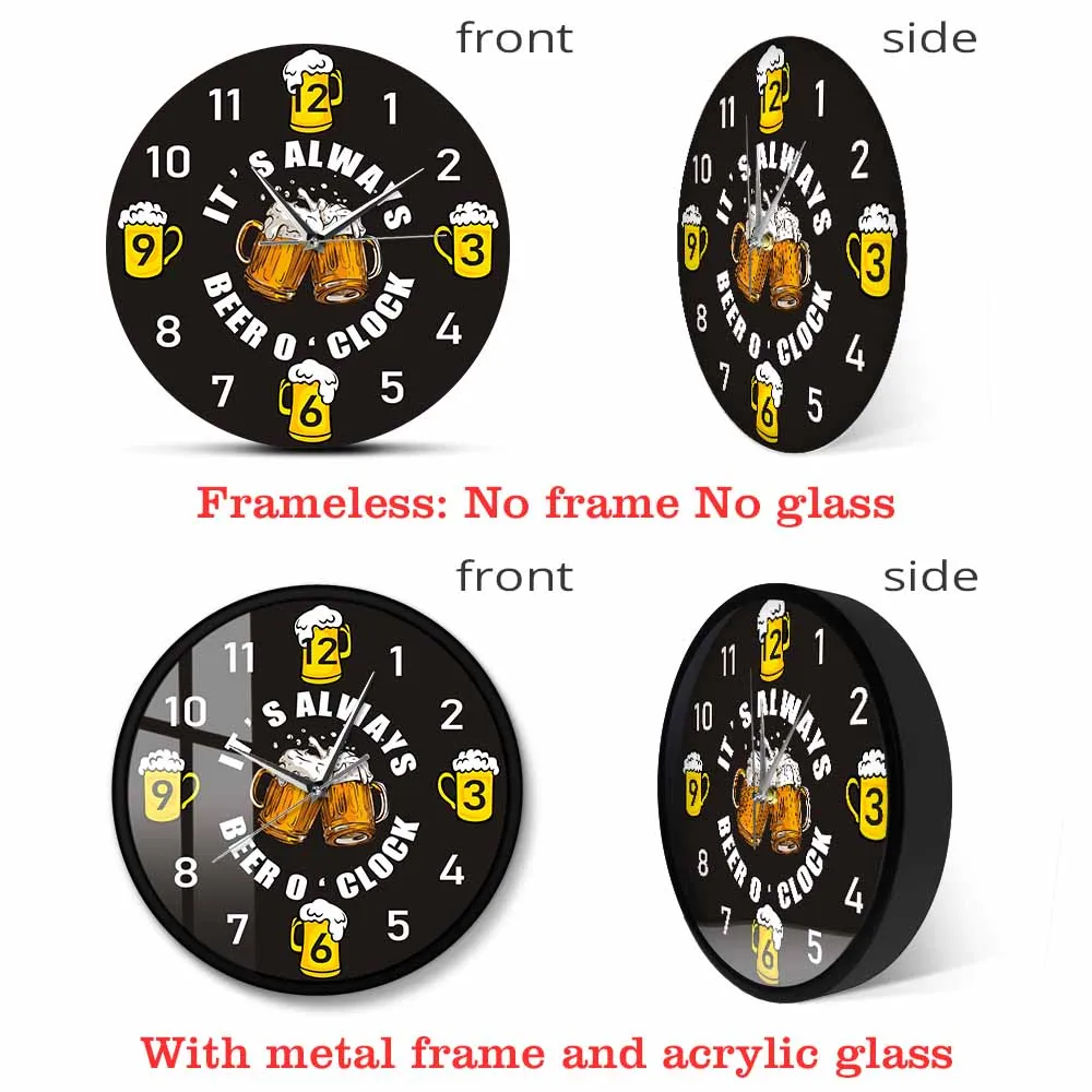 Beer o'Clock Tavern Modern Design Wall Clock Bar Pub Sign Decor Beer Lovers Brew Drinker Man Cave Artwork Decorative Wall Watch 4