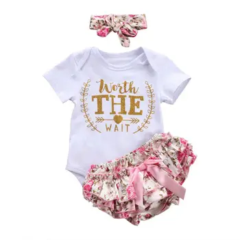 

Pudcoco Baby Girls Clothes Sets Short Sleeve Bodysuit Tops Floral Shorts Headband 3Pcs Cotton Summer Infant Outfits 0-2Y