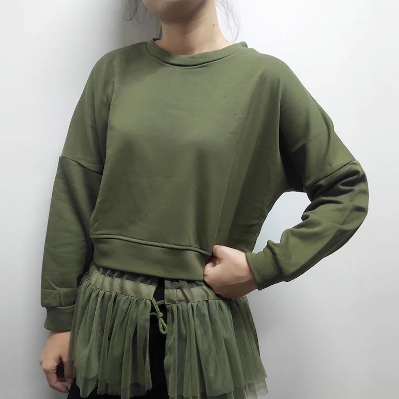 Hoodies Fashion Clothes Women Casual Sweatshirts Pullovers Tops Long Sleeve Hoodie Hoody with Mesh Patchwork L902