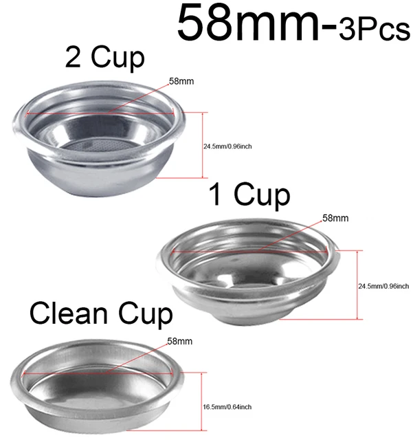 304 Stainless Steel Coffee Filter Basket Single 1 Cup Double 2 Cup 51/58mm Portafilter 6