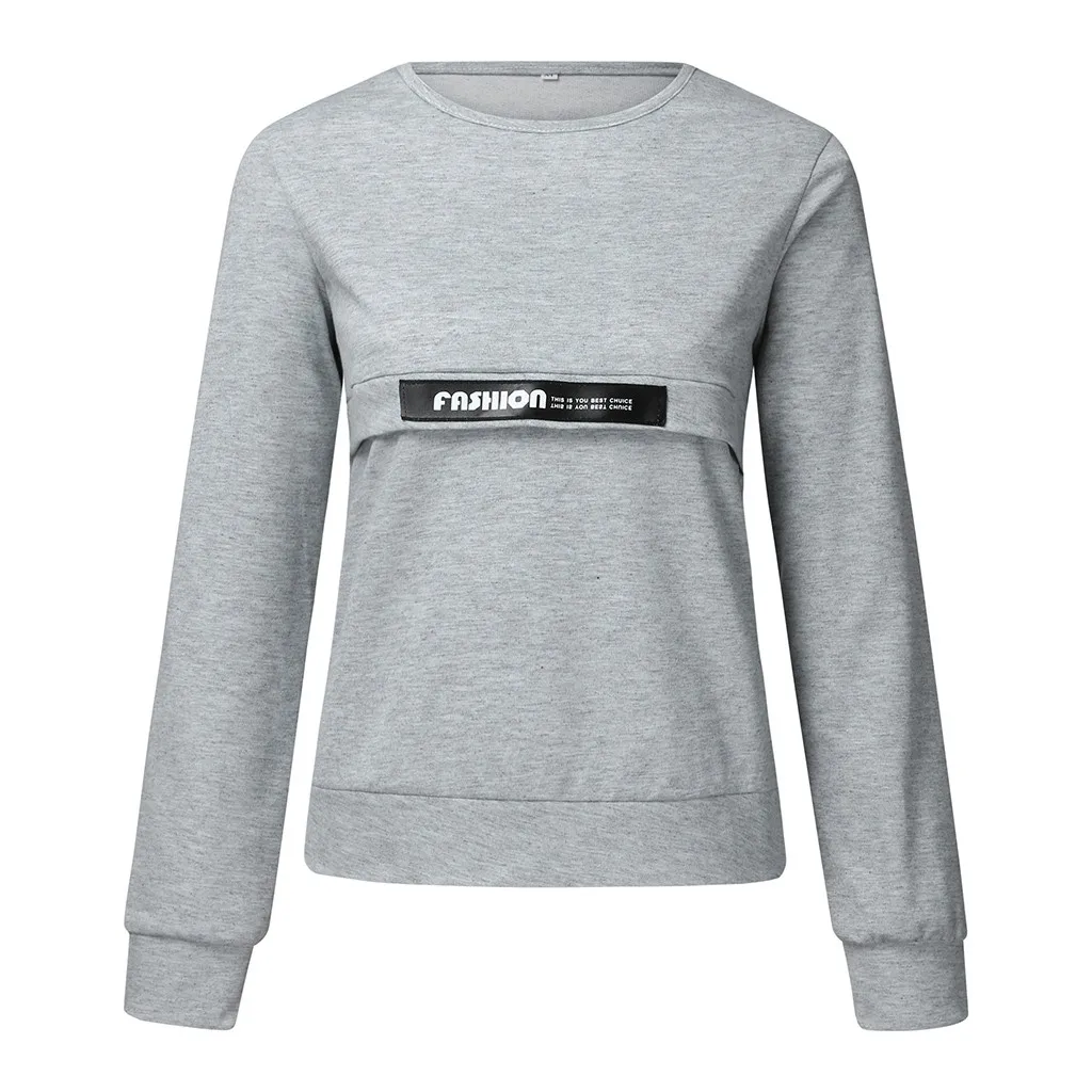 Women's Sweatshirts Winter Warm Long Sleeve Zipper Nursing Sweatshirts Tops For Breastfeeding Solid O-neck Clothes For Pregnant