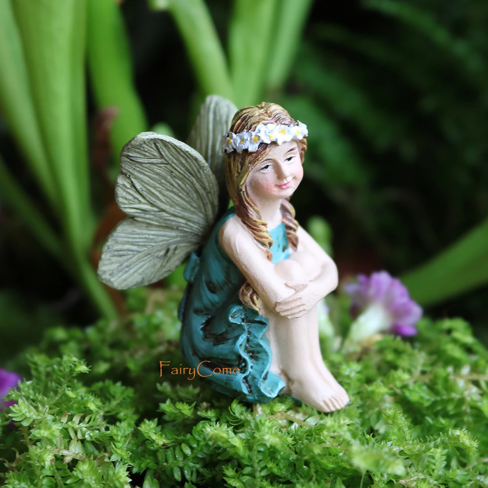 1 Piece of Miniature Garden Fairies Figurines Resin Mini Fairy Statue Figure Fairy Garden Ornaments Decorations Accessories