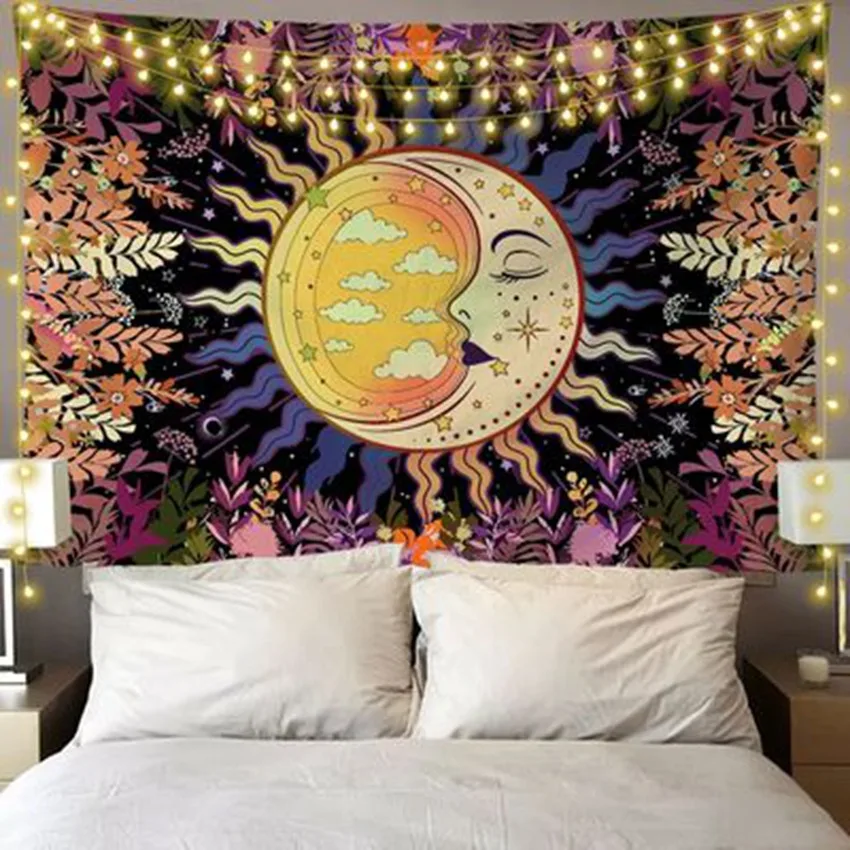 Mandala Sun and Moon Tapestries Psychedlic Wall Hanging Tapestry Home Decor 