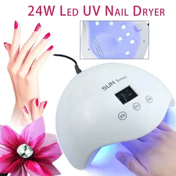 

24W UV Nail Lamp Dryer LED Light for Fingernail & Toenail Gels Based Polishes with Sensor, 30s 60s 90s Timer Nail dryer