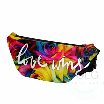 

3D Waist Bag For Men Women Colorful Rose Love Wins Printed Man Belt Pouch Zipper Funny Fanny Pack Sport Shoulder Money Bag 2020