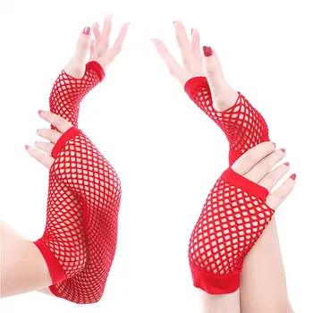 

Solid Lace Mesh Punk Goth Lady ladies gloves Disco Dance Costume Lace mittens Fingerless Mesh Fishnet lace gloves guantes mujer