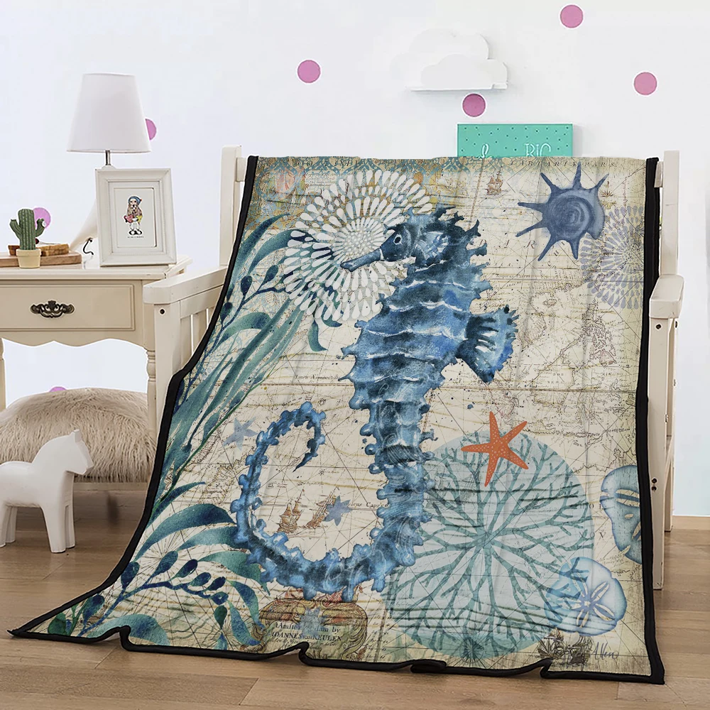 

Super soft thick flannel blanket 3D Beauty Fashionable 150x200cm Fleece Throw Blanket gift Dropshipping Seahorse
