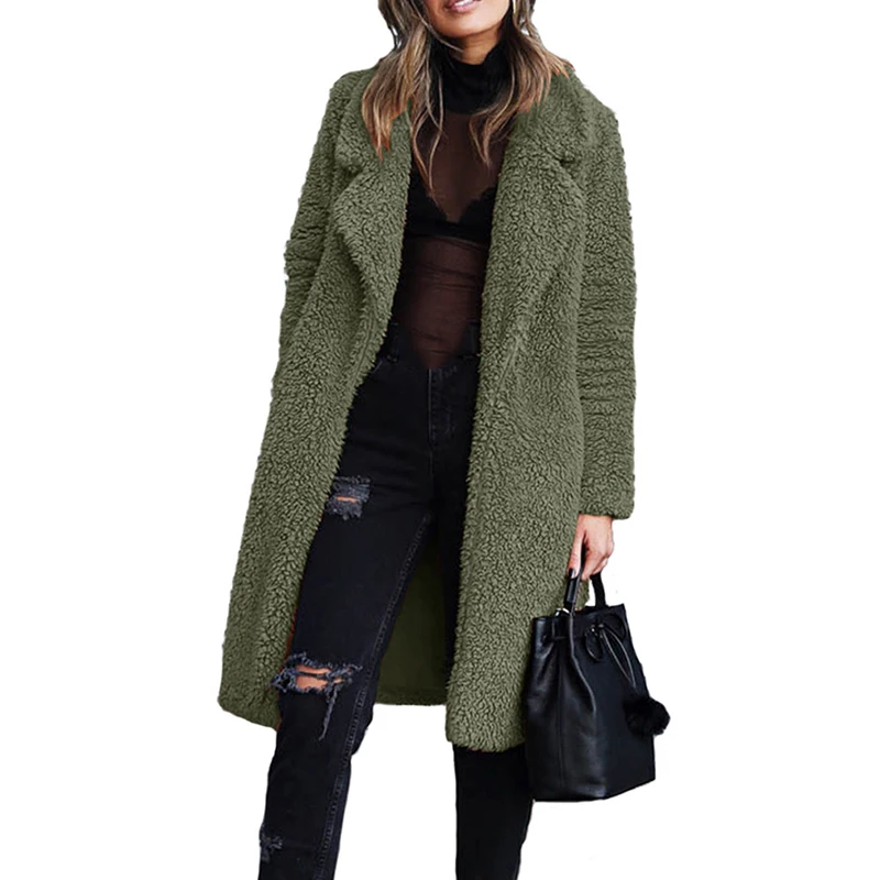 

2019 New Winter Women Jackets Lady Thicken Long Warm Long Sleeve Jackets Female Teddy Cardigan Outwear Robe Femme